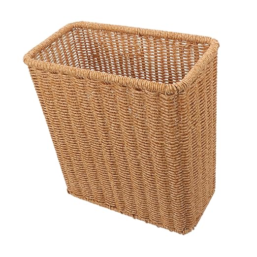 VALICLUD Woven Trash Can Multi Function Storage Basket Rustic Wastebasket for Bedroom Office Dormitory with Natural Design Indoor Garbage Container for Home and Study