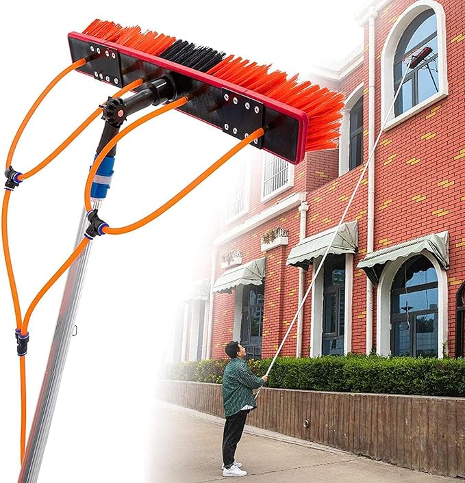 Professional 7m Window Cleaning Kit with 50cm Brush Head Telescopic Water Fed Pole for Conservatory Solar Panel and More