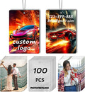 100Pcs Custom Logo Car Bulk Air Fresheners Double-Sided Custom Air Fresheners with Picture Personalized Air Freshener for Car Suitable for Custom Gifts for Branding Business Events (Rectangle)