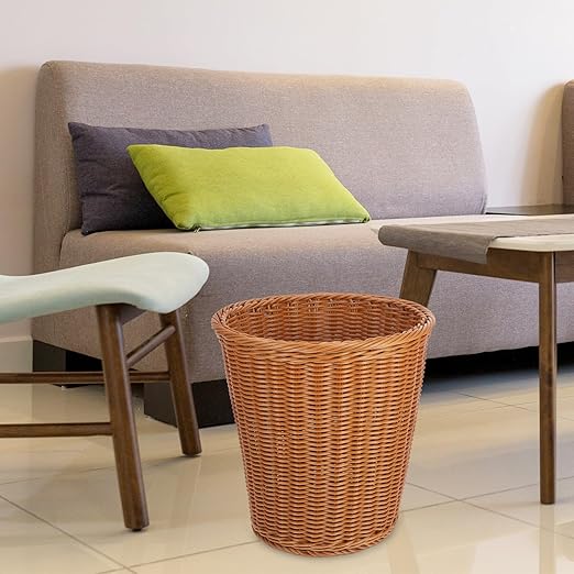 Woven Wastebasket Trash Can 29X29Cm Simulated Rattan Storage Container Home Kitchen Rubbish Bin Without Lid Decorative Trash Storage