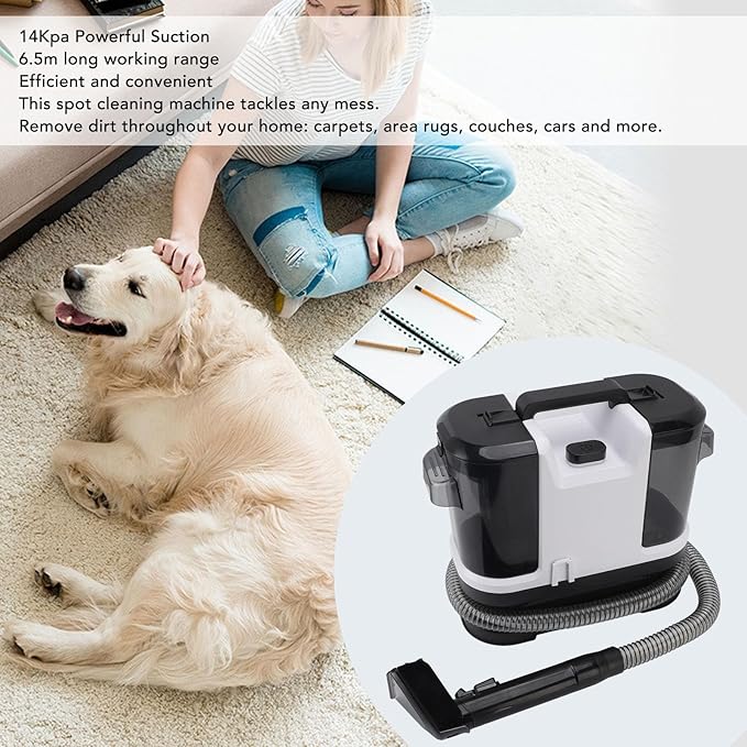 Carpet Cleaner Machine Portable Carpet Spot Cleaner Machine 14Kpa Powerful Suction Carpet Cleaner Machine with Brush Heads for Carpet Couch Car Pets 21.33ft Working Range