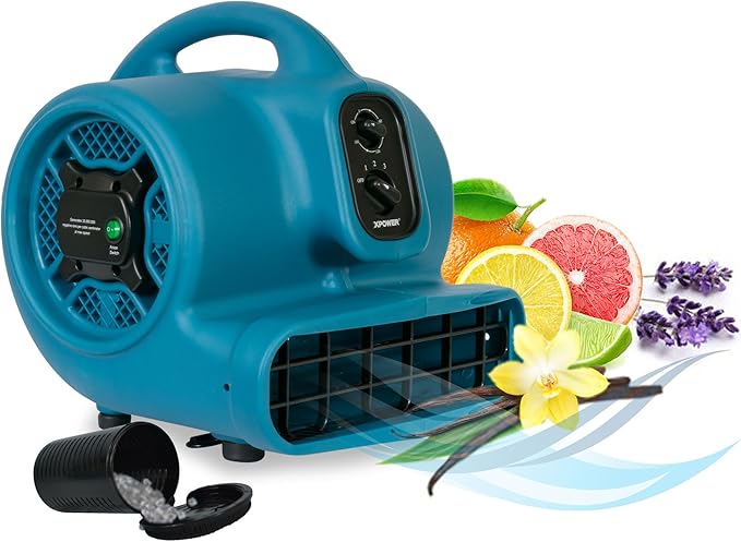 XPOWER P-450NT Freshen Aire 1/3 HP Scented Air Mover with Ionizer Timer &amp Freshener Beads Refill (Key Lime 8 oz)