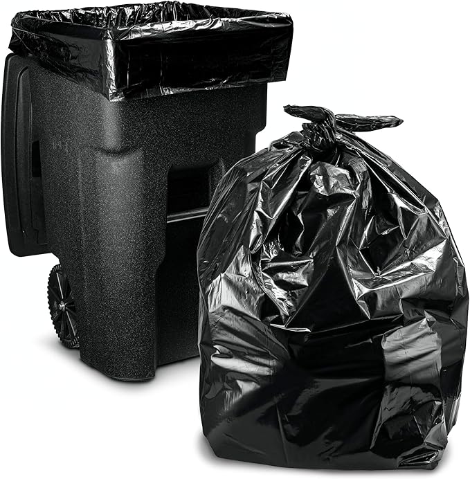 Tasker 95 Gallon Contractor Garbage Bags - 2 Mil Extra Heavy Duty Trash Bags - 96-100 Gallon Trash Can Liners Industrial Trash Bags with Ties - 25 Count