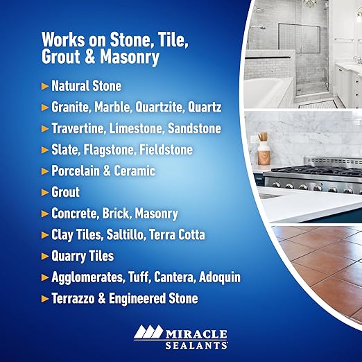 Miracle Sealants 511 Impregnator Advanced Penetrating Sealer for Countertops Stone Tile &amp Grout Quart