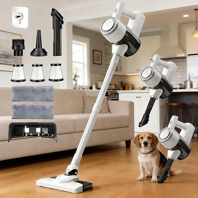 Cordless Vacuum Cleaners for Home Hardwood Floors Vacuum Mop All in One Lightweight Stick Wireless Cleaner Detachable Water Tank and Mop. Ideal for Hard Floor &amp Pet Hair Mop &amp Vacuum Combo