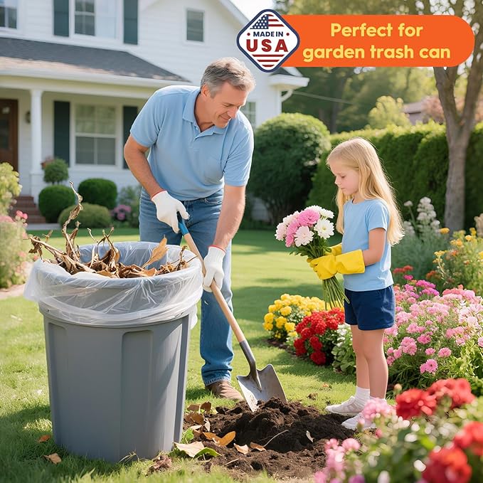 DELXO 30-33 Gallon Trash Bags 250 Count Heavy Duty Large Clear Garbage Bags Thick Durable and Puncture-Resistant Plastic Bags for Kitchens Yards &amp Offices Made in USA