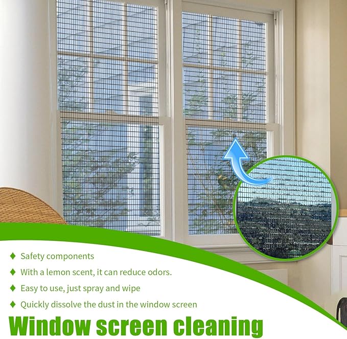 Powerful Window Screen Cleaning Foam Spray - Quick-Dissolve Dust Remove Grease &amp Odors Leaves Windows Sparkling(3PCS)