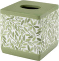 Avanti Linens - Tissue Box Cover Resin Countertop Accessories Guest Bathroom Essentials (Stratford Collection Green)
