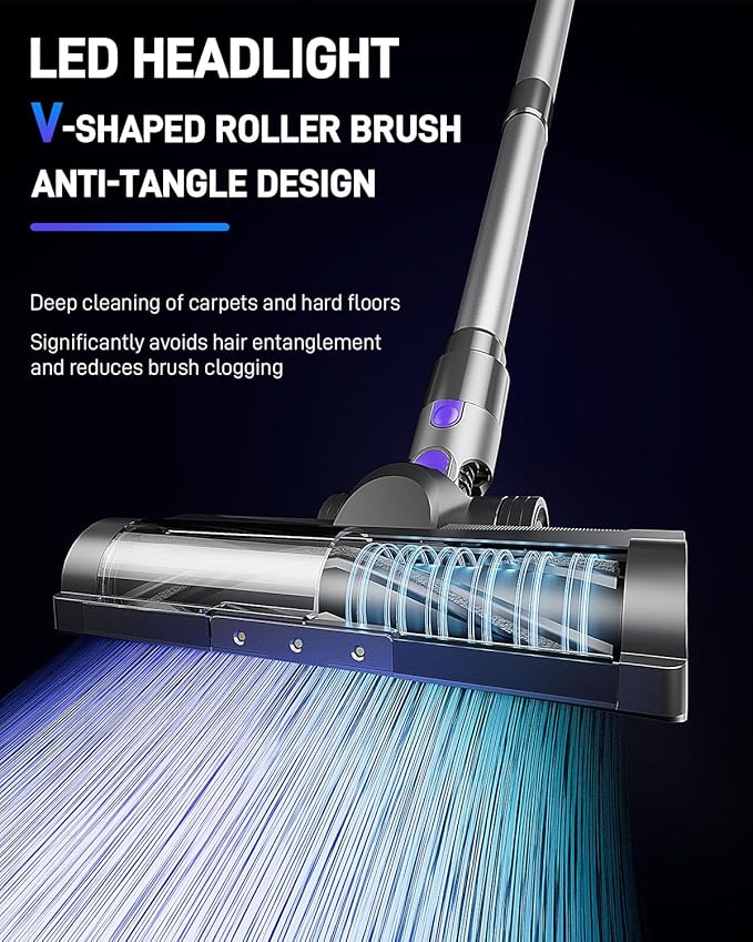 Cordless Vacuum Cleaner Vacuum Cleaners for Home 45KPA 550W Stick Handheld Portable 60 Mins Runtime Rechargeable Battery Pet Hair Hardwood Floor Vac Household Lightweight Hand Vac V10 Purple