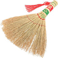 KICHOUSE Handmade Small Bed Broom with Short Handle Natural Sorghum Straw Desktop Duster for Household Cleaning and Sofa Dust Removal