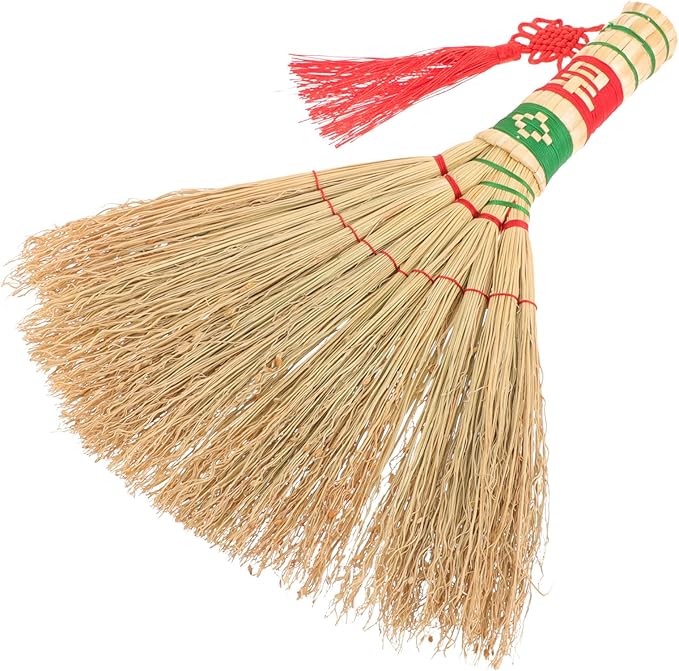 Handmade Soft Bristle Bed Broom with Straight Handle Small Desktop Dust Broom for Sofa and Car Cleaning Natural Straw Brush for Indoor Household Use