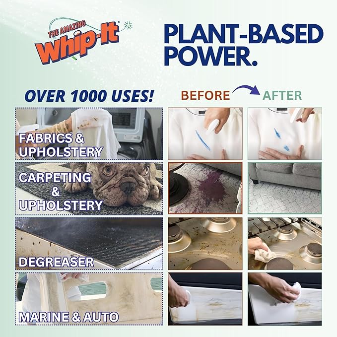 Whip It Cleaner Concentrate Multi Purpose Stain Remover Plant Based Enzyme Cleaner Cleaning Food Grease Coffee Wine Baby Stains Over 500 uses Made in the USA 1 Gallon128-ounce