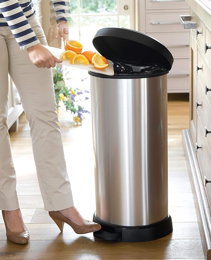 Curver 184106 40L Polypropylene Metal Look Pedal Bin 30 x 34.9 x 69.7cm