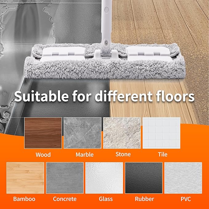 Premium 360° Microfiber Wet Mop for Floor Cleaning 4 Heavy Duty Reusable Microfiber Pads Adjustable Height and Sturdy Steel Hardware Vinyl Tile Laminate and Hardwood Floor Mop Cleaner