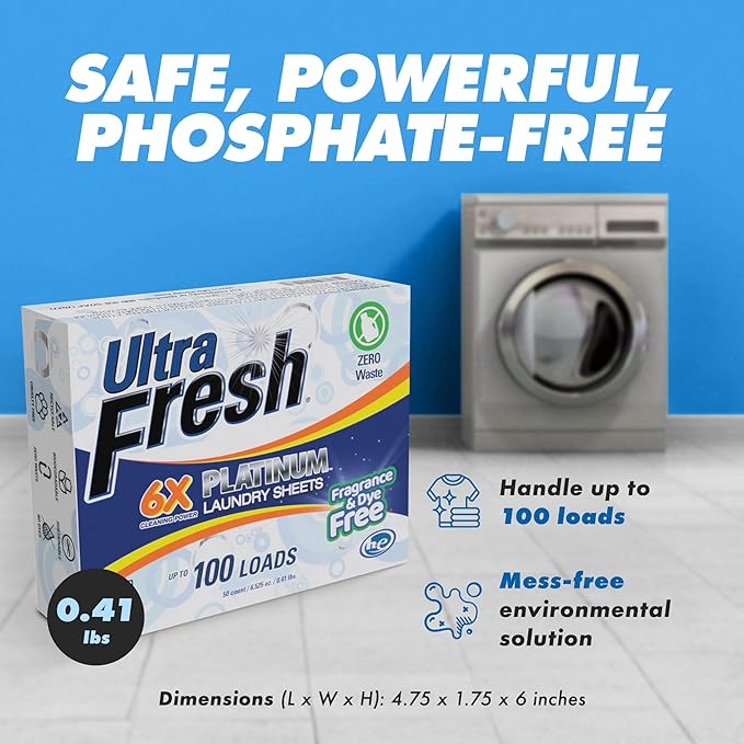 Ultra Fresh Platinum 3 Pack Laundry Soap Detergent Sheets Ultra Concentrated Stain Fighting Fragrance &amp Dye Free 300 Loads