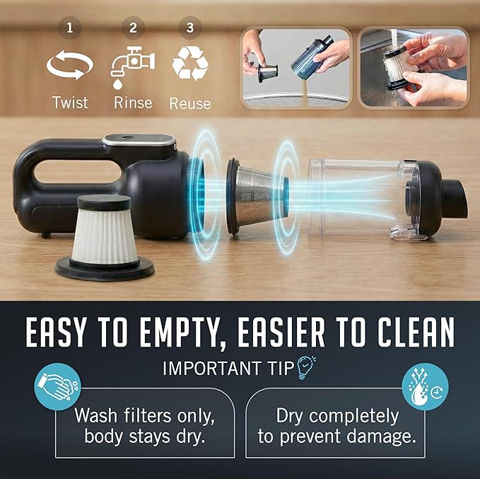 Car Vacuum Portable Cordless 4-in-1 Mini Car Vacuum with 19500pa Suction &amp Air Duster USB-C Charging Smart Digital Display Handheld Vacuum with LED Light Multi Nozzles for Car Home Office