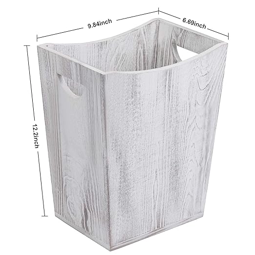 LIANTRAL Wood Trash Can Bathroom Trash Can Rustic Farmhouse Style Wastebasket Bin for Bedroom Office Living Room Bathroom Garbage Can Rustic Gray