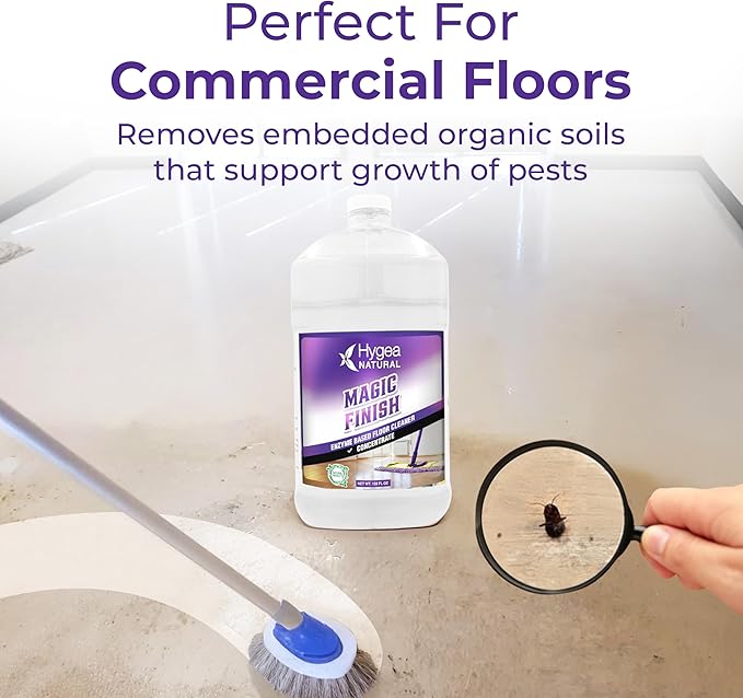 Hygea Natural Magic Finish Enzyme-Based Chemical-Free Floor Cleaner - No Rinse Biodegradable Formula - Removes Grease Buildup in Tile &amp Grout - for All Hard Floors (Concentrated Gallon)