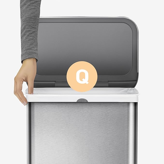 simplehuman Code Q 60 Count Dispenser Pack Custom Fit Liners Drawstring Trash Bags 50-65 Liter / 13.2-17.2 Gallon White