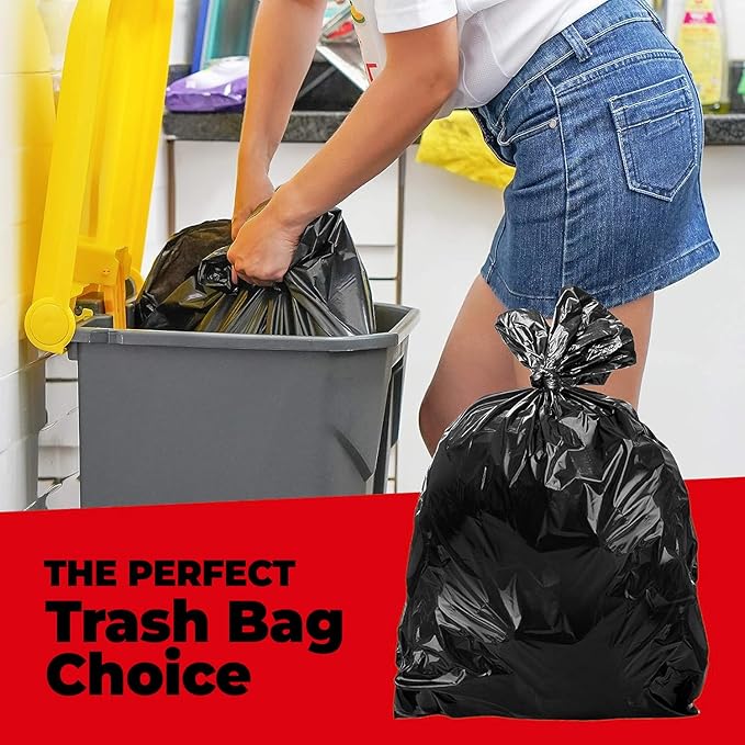 ToughBag 55-60 Gallon Heavy Duty Trash Bags - 150 Count Large Black Garbage Bags - Made in USA