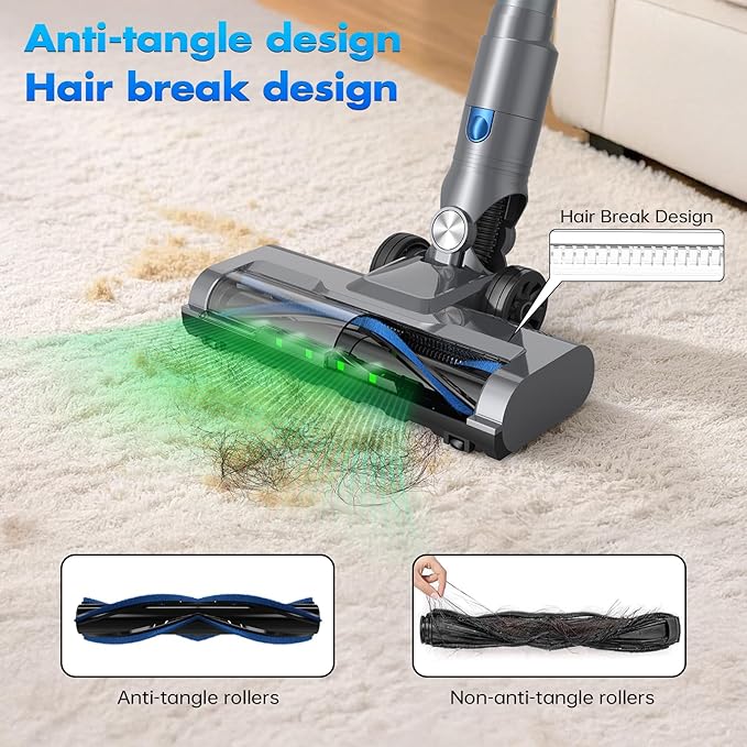 ECOHOME Cordless Vacuum Cleaner Anti-Tangle &amp Wall Mount Charging30Kpa/50Min Vacuum Cleaners for HomeStick Vacuum with LED Display8 in 1 Lightweight Vacuum for Hard Floors Carpet Pet Hair
