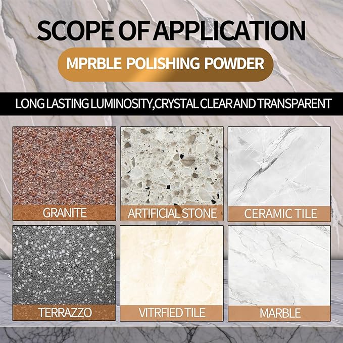 Marble Polishing Powder – for Granite Marble &amp Stone SurfacesHelps Restore Shine and Improve Surface Gloss – For Countertops Floors &amp Walls – 2.2 LB(1 Piece)