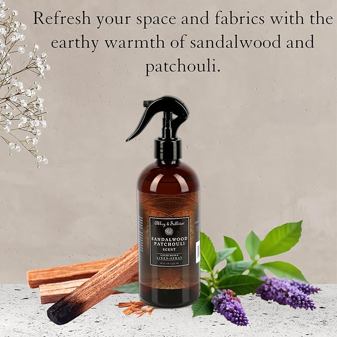 Abbey &amp Sullivan Linen Spray Sandalwood &amp Patchouli Warm and Earthy Odor Eliminating Scent Pack of 2 16 oz