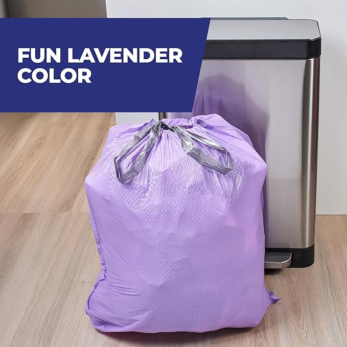 Hefty Ultra Strong 13 Gallon Trash Bags Tall Kitchen Trash Bags 13 Gallon Size Resist Leaks Punctures and Rips Continuous Odor Control Purple Fabuloso Scent 110 Bags