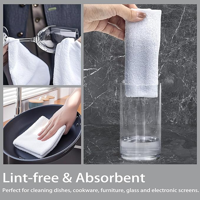 Greenfound Microfiber Cleaning Cloth Roll -80 Pack 11.5x11.5 Tear Away Towels Reusable and Washable Rags White