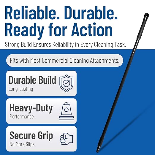 SPARTA 41225EC03 Fiberglass Broom Handle Mop Handle Replacement Handle With Acme Threaded Tip For Commercial Cleaning 48 Inches Black (Pack of 12)
