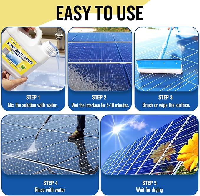 Teexpert Solar Panel Cleaner (1Gallon Makes 600 Gallons) Ultra Concentrated Glass &amp Solar Panel Cleaning Pro Quick Dry Streak-Free Remove Dirt Dust Droppings Fingerprints Oils &amp Water Sp