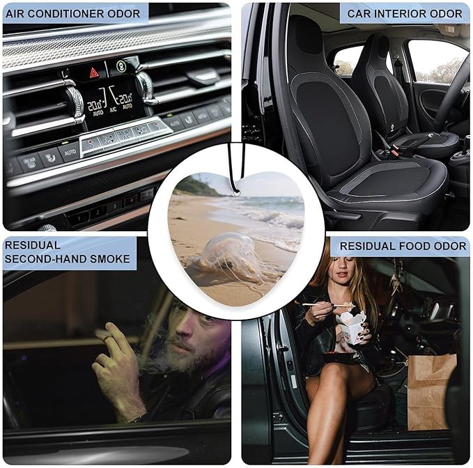 5PCS Car Air Freshener Hanging Personalized Double Sided Transparent Beach Car Fresheners Long Lasting New Cars Scents Cute Automotive Freshies for Closets Drawers (tea)
