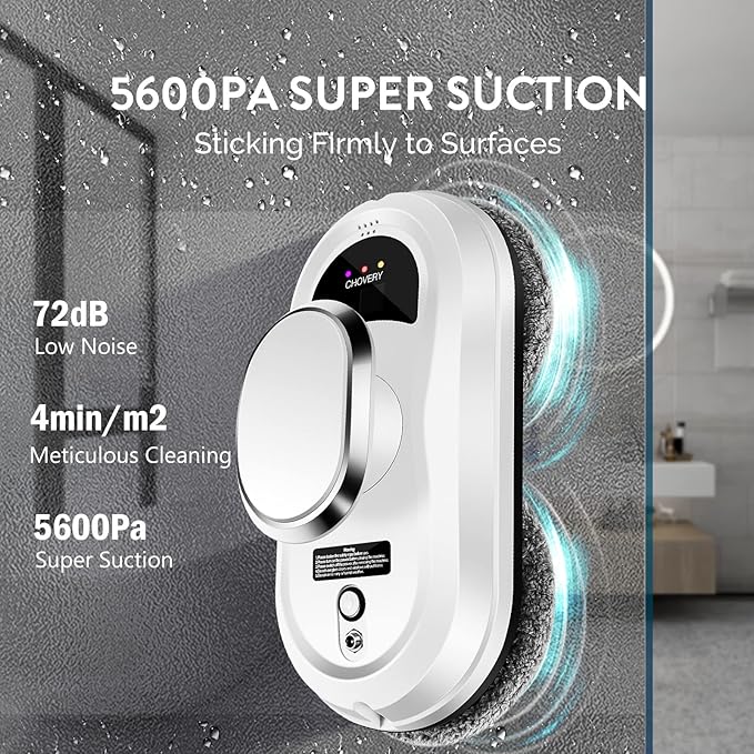 Window Cleaner RobotSmart Glass Cleaning Robotic with 5600Pa Strong SuctionRemote Control Window Cleaning Robot for Windows/Tiles/Class Door