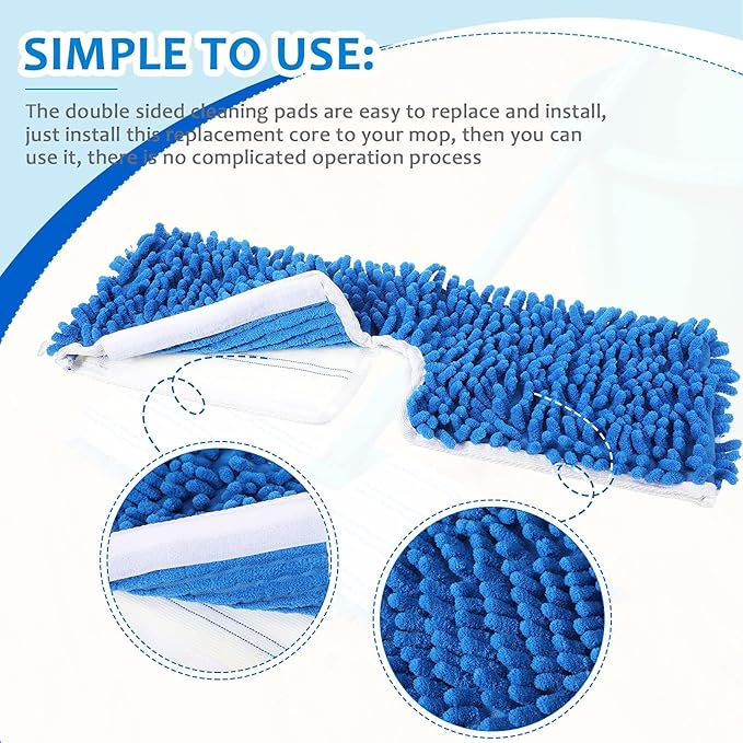 Chengu 12 Pieces Microfiber Flip Mop Refills Replacement Heads Double Sided Cleaning Pads Machine Washable Mop for Dry and Wet Kitchen Home Use