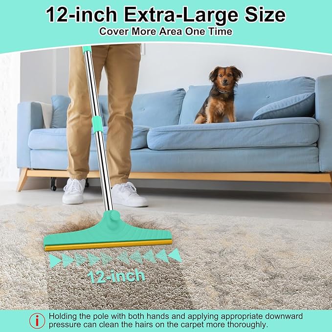 Carpet Rake for Pet Hair Removal - 45 Adjustable Long Handle Carpet Rake Reusable Pet Hair Removal Tool Kit Cat Dog Fur Rakes Scraper Carpet Broom for Carpets