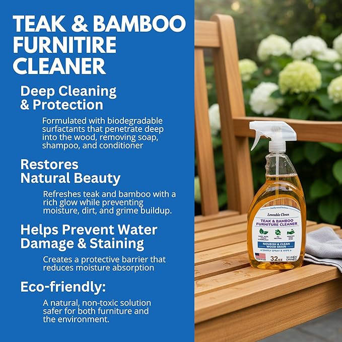 EcoDecors Protective Bundle – Loveable Teak Conditioning Oil Teak Furniture Cleaner and Protexion Teak Sealer Spray Bottle