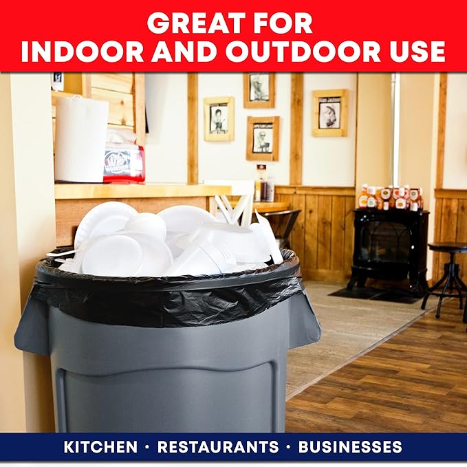 30-33 Gallon Trash Bags Heavy Duty (100 Bags w/Ties Value Pack) Large Black Trash Bags 30 Gallon - 32 Gallon