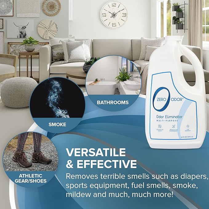 Zero Odor Multi-Purpose Odor Eliminator 64 Oz - Eliminates Air &amp Surface Odors - Patented Technology