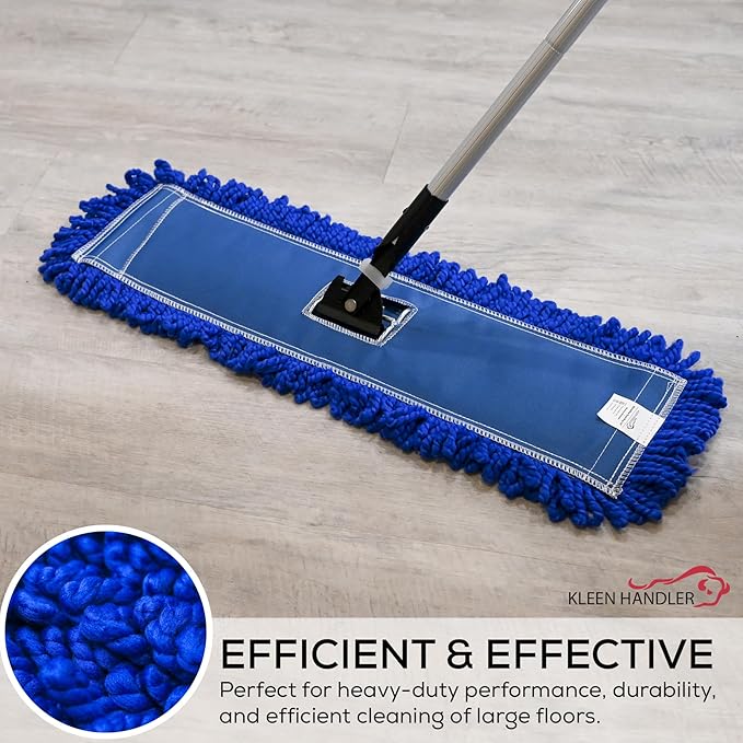 Kleen Handler 24 inch Microfiber Dust Mop | Medium Washable Commercial Mop Head Replacement Pack of 3