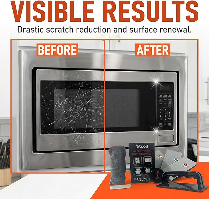 Stainless Steel Microwave Scratch Remover Kit for Non-Coated Stainless Steel Surfaces Removes Scratches Scuffs Abrasions Restores Brushed Finish DIY Repair Solution