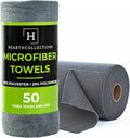 Microfiber Cleaning Cloth Roll Tearaway 50 PCS Tear Away Towels Reusable &amp Washable Ultra Absorbent 12 x 5.5 Dish Rags for Car Home Kitchen  180 GSM Thickness Paper Towel Alternative