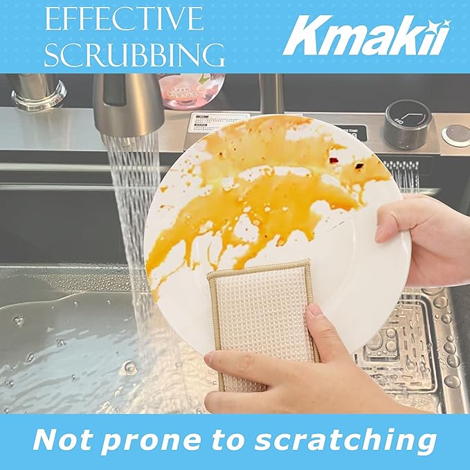 KMAKII Bamboo Kitchen SpongesDish SpongeSuper Absorbent Cleaning Sponges Pack of 12