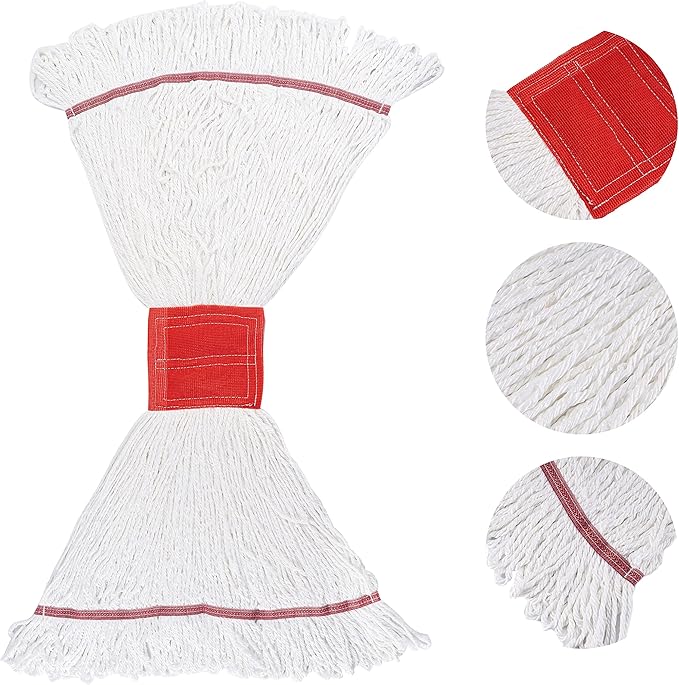 Matthew Cleaning Microfiber String Mop Heavy Duty Commercial Wet Mop Head ReplacementExcellent AbsorbencyPremium LaunderabilityReusable for HomeCommercial and Industrial Use(White12Pack)