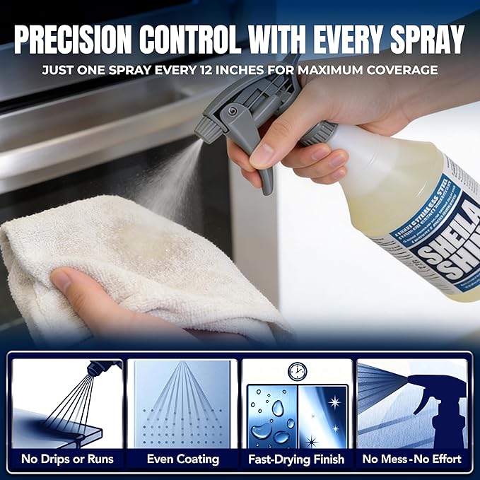 Sheila Shine 1 Quart Stainless Steel Cleaner and Polish - Cleans Polishes &amp Protects Kitchen Appliances Refrigerators Sinks Ovens &amp Grills - Spray &amp Polish Stainless Steel Cleaner