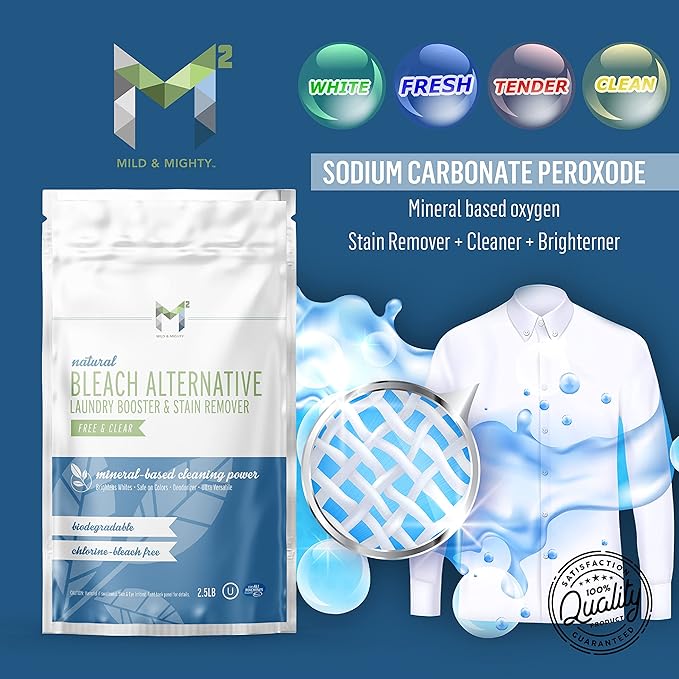 Bleach Alternative Stain remover Laundry Booster to Brighten Whites Chlorine Free Natural Mineral Based Powder 2.5 Pounds