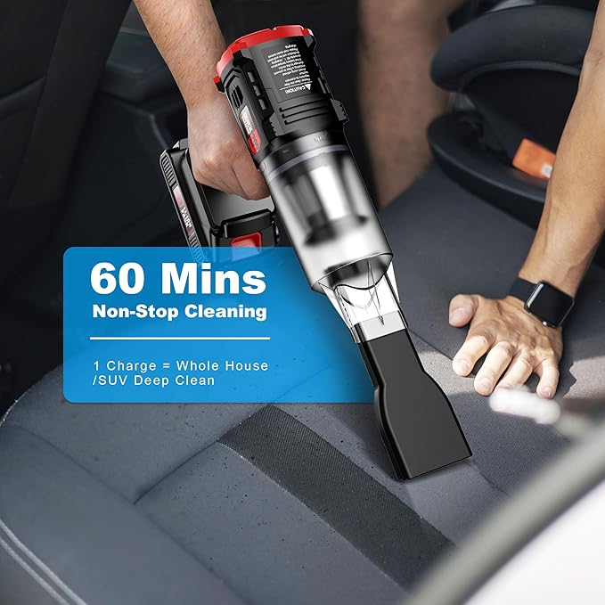Car Vacuum Cordless 35000PA Strong Suction Handheld Vacuum with 2 Detachable Batteries 60Min Runtime Portable Vacuum Cleaner for Car Detailing Pet Hair Home Couch &amp Office 350ML XL Dust Cup