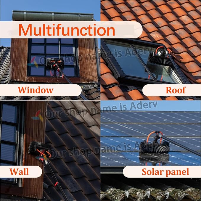 3.6-10.8M Window Cleaning Pole Hose Fed Water fed Telescopic Extendable Solar Panel Conservatory Brush Equipment Kit Window Roof Cleaning (7.2M)