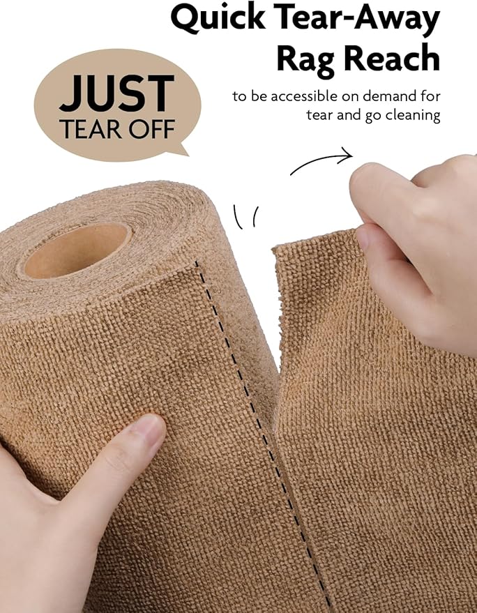 Fantasticlean Microfiber Cleaning Cloth Roll -150 Pack Tear Away Microfiber Towels 12 x 12 Reusable Washable Ultra Absorbent Dishcloth for All-Around Cleaning Supplies (Tan &amp Beige)