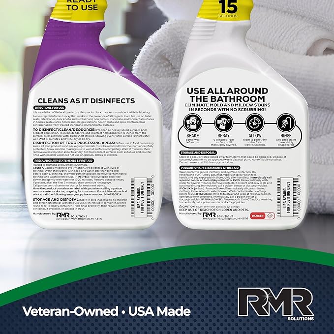RMR Bathroom Brilliance Bundle – Tub &amp Tile Stain Spray + RMR-141 EPA Registered Mold &amp Mildew Remover 2-Step Bathroom Cleaning &amp Disinfecting System for Showers Sinks Tile Grout 2–32
