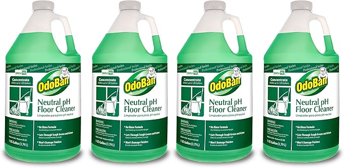 OdoBan Professional Series Neutral pH No Rinse Floor Cleaner Concentrate Made in the USA 4 Gallons
